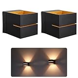 SSC-LUXon 2 Stück KOURA Wandleuchte Innen schwarz mit Lichtschlitz - Wandlampe Gold...