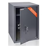 Brihard Business XL Tresor Safe mit Schlüssel-Schloss, 50x35x36cm (HxWxD), Titan Grau