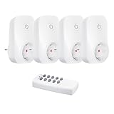 HBN Funksteckdosen Set aus 4 Funksteckdose mit 1 Fernbedienung, Ferngesteuerte...