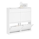 SoBuy Schuhkipper mit 4 Klappen Schuhablage Schuhschrank schmal Schuhregal mit 4...