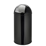 hjh OFFICE 741008 Mülleimer XXL Push 50L Schwarz Retro Abfallsammler mit Push-Klappe