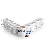 BigDean 12 Stück große Kaffeebecher weiß 300ml spülmaschinenfest aus hochwertigem...