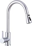 HOTTIST Chrom Hochdruck Küchenarmatur Ausziehbar, Wasserhahn Küche 360°...