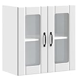 vidaXL Küchen-Hängeschrank mit Glastür Lucca Weiß Holzwerkstoff, Wandschrank Küche,...