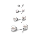 Bo Win 925 Sterling Silber Ohrringe Damen Ohrstecker 4 Paare Perlen Ohrringe Set...