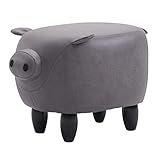 NJCORE Animal Footstool Pig Shape Ottoman, Wood Low Stool Shoe Stool for Bedroom,Living...