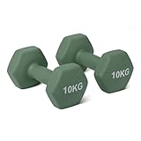 Amazon Basics Hantel-Set, Neoprenbeschichtung, 10 kg, Olivgrün