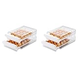 Booso 2X Eierbehälter für KüHlschrank, 40 Gitter/2-Schicht-Eierhalter für...