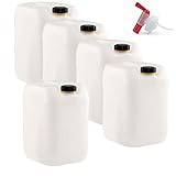 5 x 20 Liter Getränke- und Wasserkanister DIN 61 mit 1 x Ablaufhahn | UN-Zugelassen...