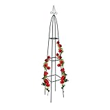 Relaxdays Rankturm Metall spitz 190 cm, Rankhilfe für Kletterpflanzen und Rosen,...