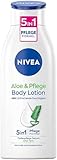 NIVEA Aloe & Pflege Body Lotion (400 ml), Körpercreme für trockene Haut mit 5in1 Pflege...
