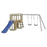 Festnight Spielturm mit Rutsche und Schaukel Kletterturm Outdoor Kinder Spielplatz Garten...