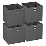 Murago - 4er Set Faltbox ca. 20x20x20 cm Anthrazit Grau - Aufbewahrungsboxen Klappbox...