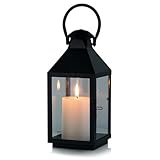 NUPTIO Grablaterne Friedhof Wetterfest Outdoor: 28cm Schwarz Metall Laternen Kerzenlaterne...