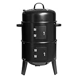WOLTU CPZ8137sz 3 in 1 Holzkohlegrill BBQ Smoker Räuchertonne Räuchergrill 40...