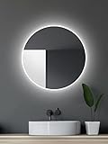 Talos LED Badspiegel rund Ø 60 cm - Badezimmer Wandspiegel mit Beleuchtung -...