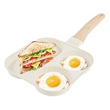 GREOHNMPAW Eierpfanne 3 in 1 Eierpfanne Antihaft-Omelettpfanne mit Holzgriff Küche...