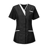 OP-Uniformen, Damen-Set, V-Ausschnitt, Tasche, kurze Ärmel, einfarbig, Gesundheitswesen,...