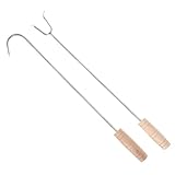 GLEAVI 2Stücke Multifunktions Grillhaken Robuster Fleischhaken Mit Holzgriff Für Bbq...