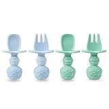 PandaEar silikon baby lernlöffel kinder besteckset, 4-teiliges Babylöffel und Gabel...