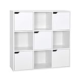 Meerveil Bücherschrank, Bücherregal, Aufbewahrungsregal, 9 Fächer mit 5 Türen,...