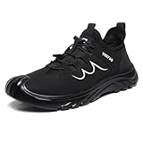 SRZYMJ Schuhe Herren Schwarz Schwarze Sneaker Herren Work Shoes Men Sicherheitsschuhe...