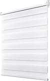 Deswell Doppelrollo Klemmfix ohne Bohren Weiß B55 x H120 cm (Stoffbreite 51cm) Rollos...