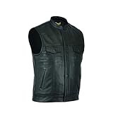Leatherick Herren Anarchy Club-Stil Rindsleder Motorrad Leder Weste Schwarz -...