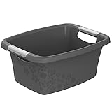 Rotho Flowers Wäschekorb 12l, Kunststoff (PP) BPA-frei, anthrazit, 12l (39.5 x 29.4 x...