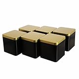 Dosenritter | 6 x edle eckige Teedose/Vorratsdose, Schwarz Gold, aromadicht aus Metall...