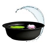 Spetebo Mini Gartenteich rund schwarz - 52 cm - Garten Deko Metall Blumenschale groß -...