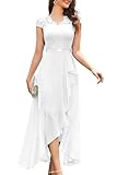 Bbonlinedress Weißes Kleid Abendkleider elegant für Hochzeit Spitze Chiffon Vokuhila...