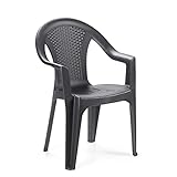 Stapelbarer Monoblock-Stuhl, Rattan-Effekt, Made in Italy, 54 x 56 x 81 cm, Farbe...