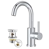 FORIOUS Wasserhahn Bad Hoch mit Ablaufgarnitur,360° Drehbar Edelstahl...