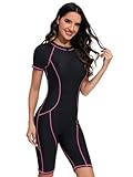 GMGQJST Schwimmanzug Herren Einteiliger Sport-Badeanzug mit Reißverschluss for Damen,...