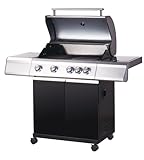 Tarrington House BBQ Gas-Grill PAXTON, 4-Brenner-Gasgrill mit Seitenbrenner, schwarz,...