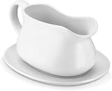 Sauciere mit Untertasse, 450ml Porzellan Soßenkanne, Premium Porzelansauciere,...