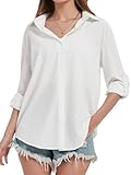 Kefiyis Hemdbluse Damen Lässiges Longbluse Langarm Hemd Damen Lockere Passform...