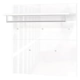 Lomadox Garderobenpaneel Wandgarderobe Garderobenleiste Glasfront weiß Hutablage...