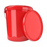 Eimer mit Deckel 16 Liter Rot - lebensmittelecht luftdicht und stabil, Leer...