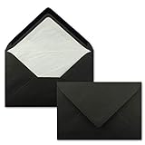 250x DIN C6 Trauer Briefumschläge - Schwarz mit weißem Seidenfutter - 11,4 x 16,2 cm -...