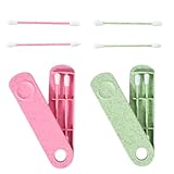 GWAWG 4 Stück Wattestäbchen Wiederverwendbar Ohrenstäbchen Doppelendige Spirale mit 2...