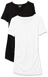 Amazon Essentials Damen Kurzärmeliges Umstands-T-Shirt mit V-Ausschnitt und Raffung,...