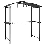 vidaXL Grillpavillon, Grillüberdachung mit Seitenregalen, BBQ Pavillon Stahlrahmen,...