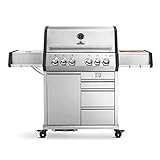 BURNHARD EARL 4-Brenner Gasgrill Edelstahl inkl. Heckbrenner, mit Gusseisen Grillrost &...