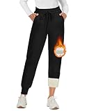 DDOBB Thermohose Damen Winter Gefütterte Jogginghose Warm Fleecehose Mit Taschen...
