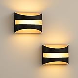 Homefire LED Wandleuchte Innen Schwarz - 2ER Wandlampe Up and Down Leuchten 5W 3000K...