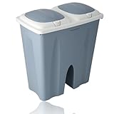 Doppelmülleimer 2 x 25L, quadratisches Trennsystem für Küche, Garten, Garage & mehr,...