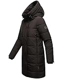 MARIKOO Damen Wintermantel Warmer Steppmantel lang mit Kapuze Karumikoo XVI Black Gr. M