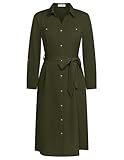 GRACE KARIN Einfarbiges Blusenkleid für Damen gerades Reverskleid mit Langen...